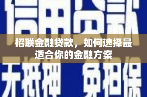 嘉禾招联金融贷款，如何选择最适合你的金融方案