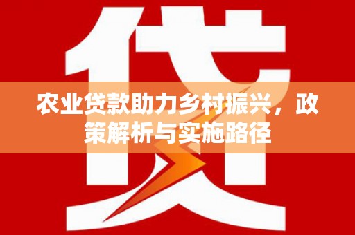 嘉禾农业贷款助力乡村振兴，政策解析与实施路径