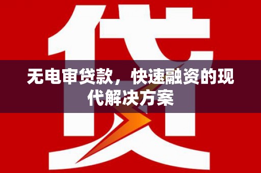 嘉禾无电审贷款，快速融资的现代解决方案