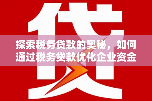 嘉禾探索税务贷款的奥秘，如何通过税务贷款优化企业资金流