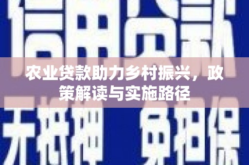 嘉禾农业贷款助力乡村振兴，政策解读与实施路径