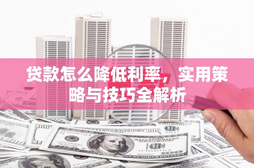 嘉禾贷款怎么降低利率，实用策略与技巧全解析