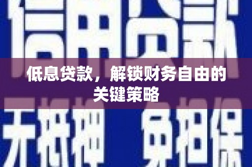 嘉禾低息贷款，解锁财务自由的关键策略