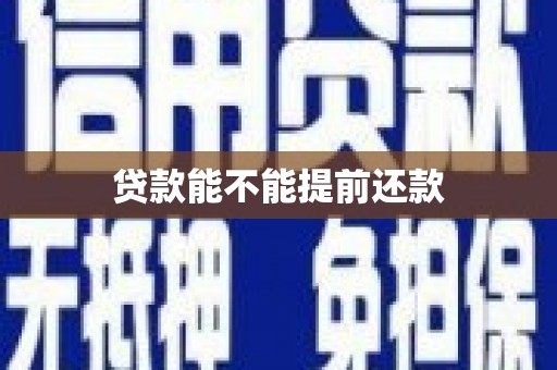 嘉禾贷款能不能提前还款
