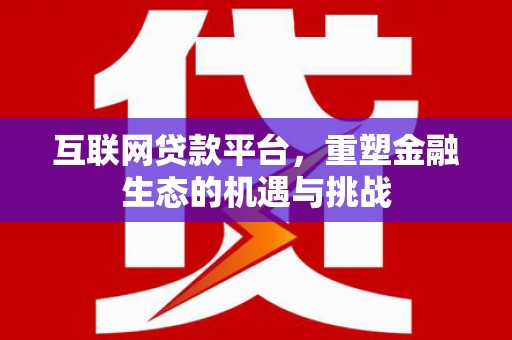 嘉禾互联网贷款平台，重塑金融生态的机遇与挑战