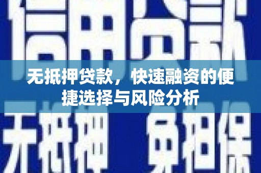 嘉禾无抵押贷款，快速融资的便捷选择与风险分析