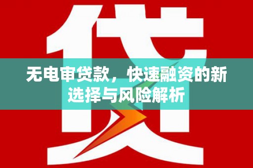 嘉禾无电审贷款，快速融资的新选择与风险解析