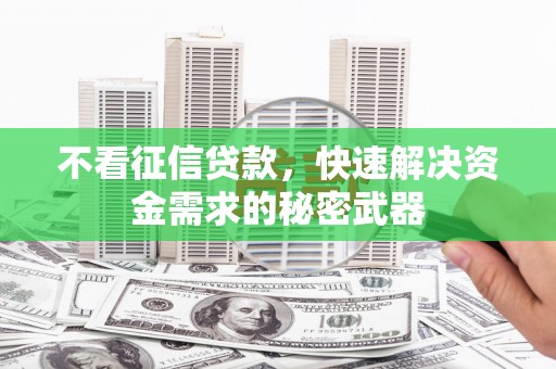 嘉禾不看征信贷款，快速解决资金需求的秘密武器