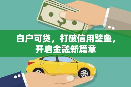 嘉禾白户可贷，打破信用壁垒，开启金融新篇章