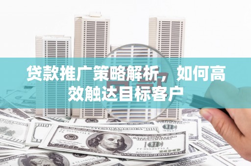 嘉禾贷款推广策略解析，如何高效触达目标客户