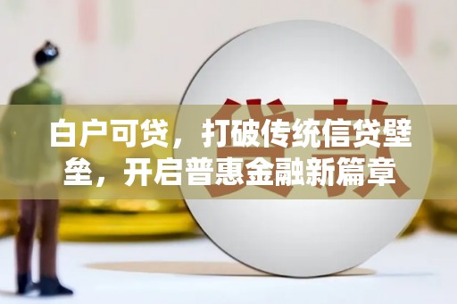 嘉禾白户可贷，打破传统信贷壁垒，开启普惠金融新篇章