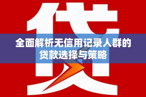 嘉禾全面解析无信用记录人群的贷款选择与策略