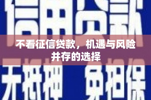 嘉禾不看征信贷款，机遇与风险并存的选择