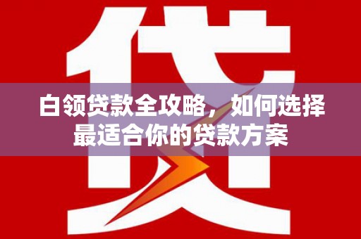 嘉禾白领贷款全攻略，如何选择最适合你的贷款方案
