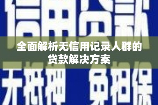 嘉禾全面解析无信用记录人群的贷款解决方案